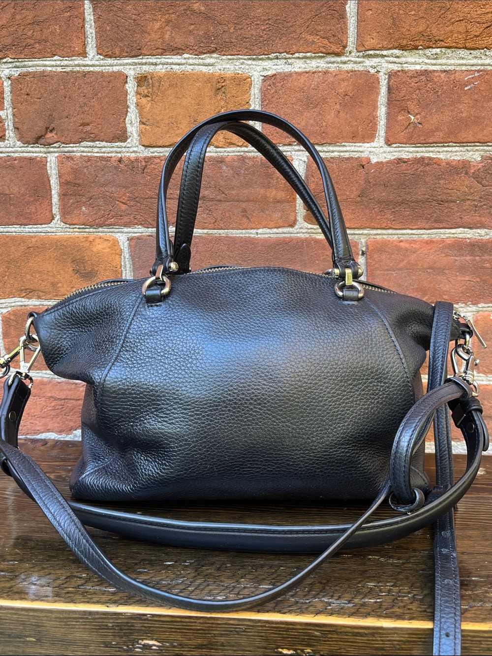 Coach Black Pebble Leather Prairie Satchel Crossbody Bag - Picture 4 of 10